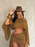 SC Slash Neck Off Shoulder Top 2 Piece Skrits Set SFY-740