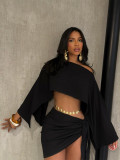 SC Slash Neck Off Shoulder Top 2 Piece Skrits Set SFY-740