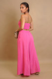 SC Solid Color Wrap Chest Top Wide Leg Pants Suit ZSD-0752