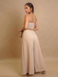 SC Solid Color Wrap Chest Top Wide Leg Pants Suit ZSD-0752
