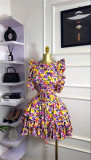 SC Print Ruffles O Neck Mini Dress GMSF-9255