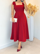 SC Solid Color Bow Midi Dress GYLY-10701