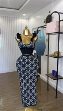 SC Sleeveless Print Sling Vest Two Piece Skirt Suit GMSF-9261