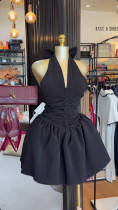 SC V Neck Halterneck Bow Backless Mini Dress GCNE-9234