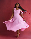 SC Off Shoulder Solid Sleeveless Maxi Dress GCNE-72550
