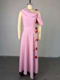SC Off Shoulder Solid Sleeveless Maxi Dress GCNE-72550