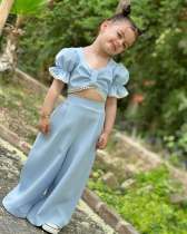 SC Kids Girls Bubble Sleeve Tie Up Two Piece Pants Set GYAY-8131
