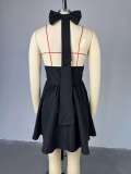 SC V Neck Halterneck Bow Backless Mini Dress GCNE-9234