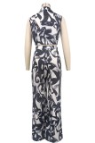 SC Print Sleeveless Casual Two Piece Pant Set XHXF-8723