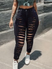 SC Casual High Waist Hole Pencil Jeans GXJF-635