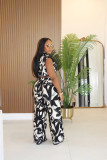 SC Print Sleeveless Casual Two Piece Pant Set XHXF-8723