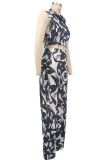 SC Print Sleeveless Casual Two Piece Pant Set XHXF-8723