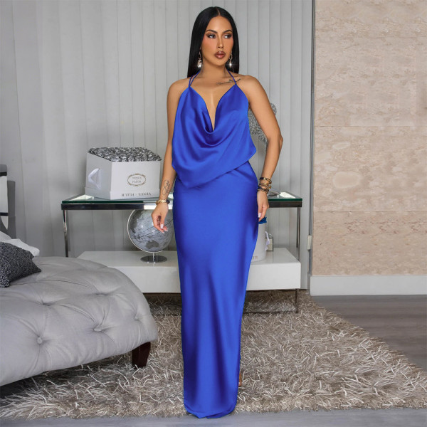 SC Fashion Backless Solid Color Split Maxi Dress CYA-901808