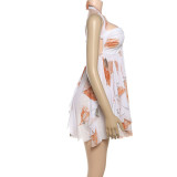 SC Print Halterneck Backless Irregular Mini Dress XEF-K25D72482