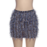 SC Color Block Tassel Tight Skirts GZJQ-K25J65344