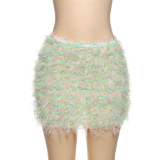SC Color Block Tassel Tight Skirts GZJQ-K25J65344