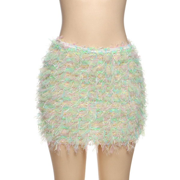 SC Color Block Tassel Tight Skirts GZJQ-K25J65344