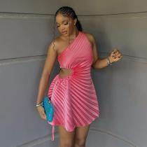 SC Slash Shoulder Sleeveless Print Mini Dress GXIN-S-8759