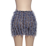 SC Color Block Tassel Tight Skirts GZJQ-K25J65344