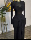 SC Solid Color Long Sleeve Bodycon Dress GXIN-S-8794