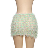 SC Color Block Tassel Tight Skirts GZJQ-K25J65344