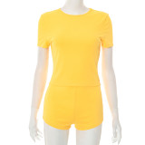 SC Solid Color Short Sleeve T Shirt Short Suit MXBF-J25ST131