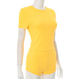 SC Solid Color Short Sleeve T Shirt Short Suit MXBF-J25ST131