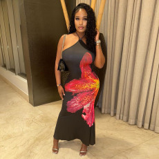 SC Halterneck Print Sleeveless Maxi Dress MXBF-J25DS063