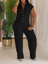 SC Sleeveless Lapel Straight Jumpsuit AIL-323