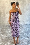 SC Fashion Print Backless Split Midi Dress GXIN-S-8530