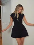 SC Solid Color Short Sleeve Mini Dress GXIN-S-8692