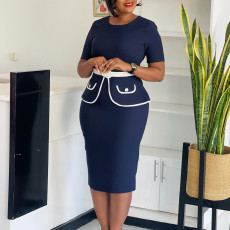 SC Plus Size Short Sleeve Slim Midi Dress GMLF-3339