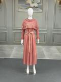 SC Solid Color Long Sleeved Pleated Dress GZRF-77091