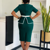 SC Plus Size Short Sleeve Slim Midi Dress GMLF-3339