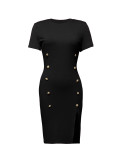 SC Solid Color Sleeveless Split Midi Dress GDNY-2018