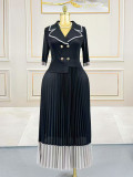 SC Patchwork Contrast Color Long Sleeve Maxi Dress GZRF-250323