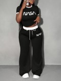 SC Letter Print Contrast Color Pants Suit GDNY-2011