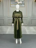 SC Solid Color Long Sleeved Pleated Dress GZRF-77091