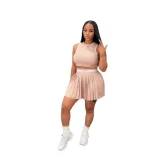 SC Sleeveless Tank Top Pleated Skirt 2 Piece Set SFY-2806