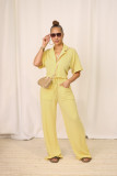 SC Solid Color Short Sleeve Shirt Two Piece Pants Set QYMF-3157