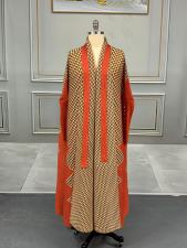 SC Pleated Print Cardigan Long Coats GZRF-77102