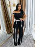 SC Sleeveless Patchwork Two Piece Pants Set QYMF-3079