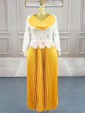 SC Fashion Pleated Color Block Long Dress GZRF-250327