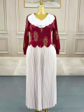 SC Fashion Pleated Color Block Long Dress GZRF-250327