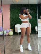 SC Solid Color Tight Two Piece Shorts Set QYMF-3153