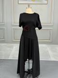 SC Solid Color Irregular Long Skirt Two Piece Set GZRF-77078