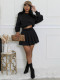 SC Long Sleeve Solid Color Pleated Mini Dress QYMF-3071