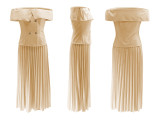 SC Off Shoulder Tops Pleated Long Skirts 2 Piece Set QYMF-3247