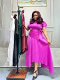 SC Solid Color Irregular Long Skirt Two Piece Set GZRF-77078