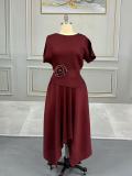 SC Solid Color Irregular Long Skirt Two Piece Set GZRF-77078